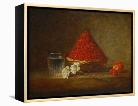 A Basket of Wild Strawberries-Jean-Baptiste Simeon Chardin-Framed Premier Image Canvas