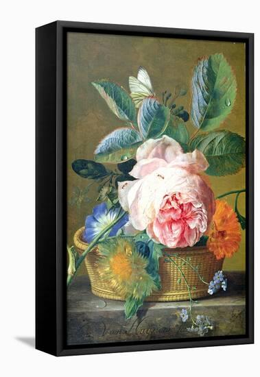 A Basket with Flowers, 1740-45-Jan van Huysum-Framed Premier Image Canvas