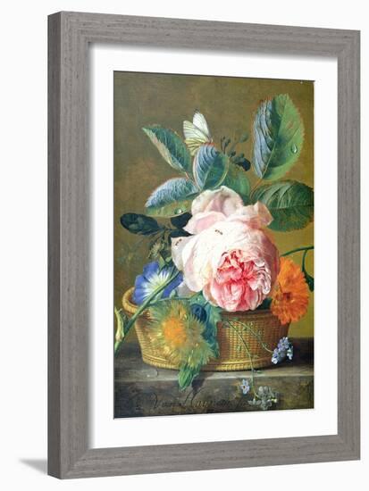 A Basket with Flowers, 1740-45-Jan van Huysum-Framed Giclee Print