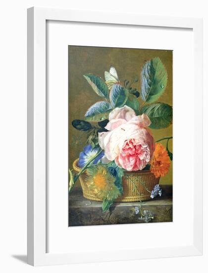 A Basket with Flowers, 1740-45-Jan van Huysum-Framed Giclee Print