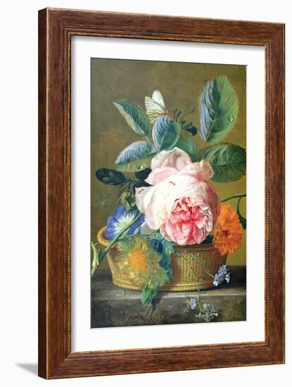 A Basket with Flowers, 1740-45-Jan van Huysum-Framed Giclee Print