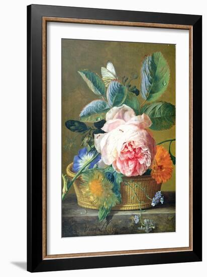 A Basket with Flowers, 1740-45-Jan van Huysum-Framed Giclee Print