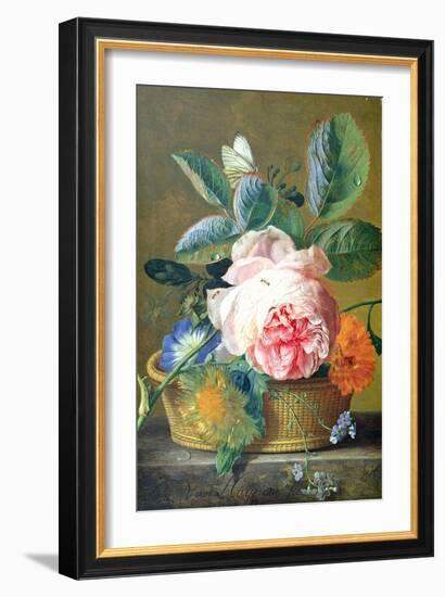 A Basket with Flowers, 1740-45-Jan van Huysum-Framed Giclee Print