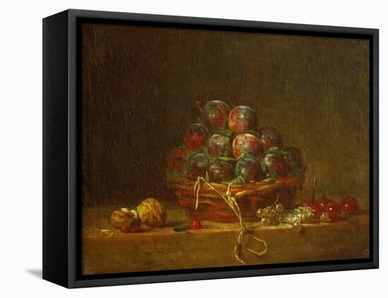 A Basket with Plums, Nuts, Currants and Cherries, Around 1765-Jean-Baptiste Simeon Chardin-Framed Premier Image Canvas