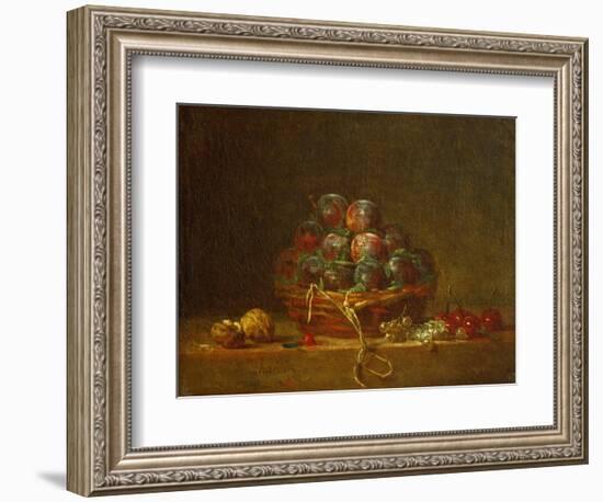 A Basket with Plums, Nuts, Currants and Cherries, Around 1765-Jean-Baptiste Simeon Chardin-Framed Giclee Print