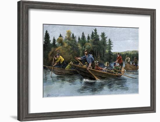 A Bateau (Boat) Race in the North Woods, 1800s-null-Framed Giclee Print