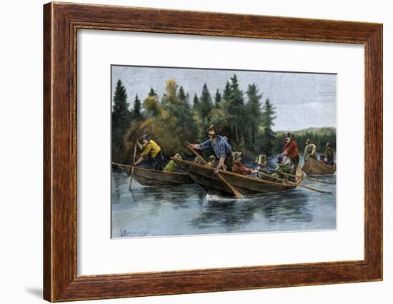 A Bateau (Boat) Race in the North Woods, 1800s-null-Framed Giclee Print