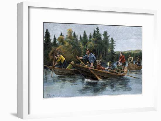 A Bateau (Boat) Race in the North Woods, 1800s-null-Framed Giclee Print