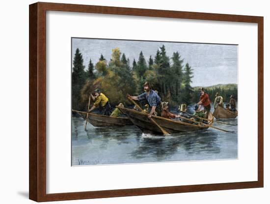 A Bateau (Boat) Race in the North Woods, 1800s-null-Framed Giclee Print