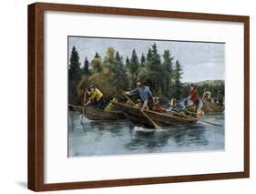 A Bateau (Boat) Race in the North Woods, 1800s-null-Framed Giclee Print