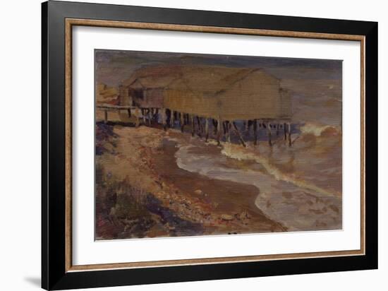 A Bath House at the Beach-Nikolai Dmitrievich Kuznetsov-Framed Giclee Print