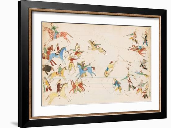 A Battle Between the Crow and Cheyenne Tribes, 1874-75-null-Framed Giclee Print