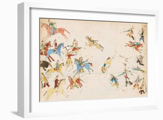 A Battle Between the Crow and Cheyenne Tribes, 1874-75-null-Framed Giclee Print