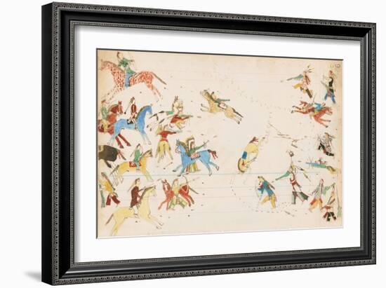 A Battle Between the Crow and Cheyenne Tribes, 1874-75-null-Framed Giclee Print