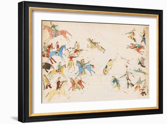 A Battle Between the Crow and Cheyenne Tribes, 1874-75-null-Framed Giclee Print