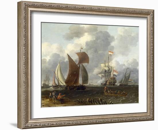 A Battle Offshore, 17th Century-Abraham Storck-Framed Giclee Print