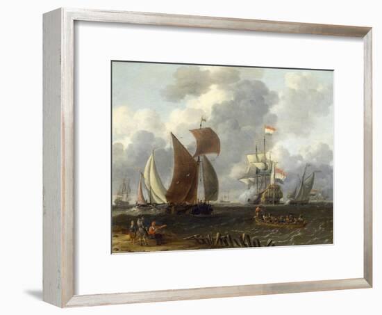 A Battle Offshore, 17th Century-Abraham Storck-Framed Giclee Print