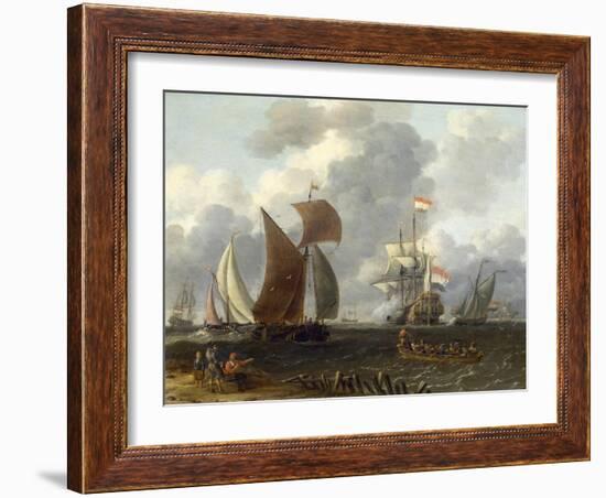 A Battle Offshore, 17th Century-Abraham Storck-Framed Giclee Print