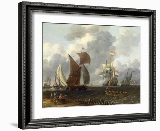 A Battle Offshore, 17th Century-Abraham Storck-Framed Giclee Print