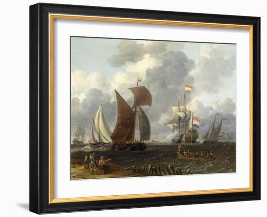 A Battle Offshore, 17th Century-Abraham Storck-Framed Giclee Print