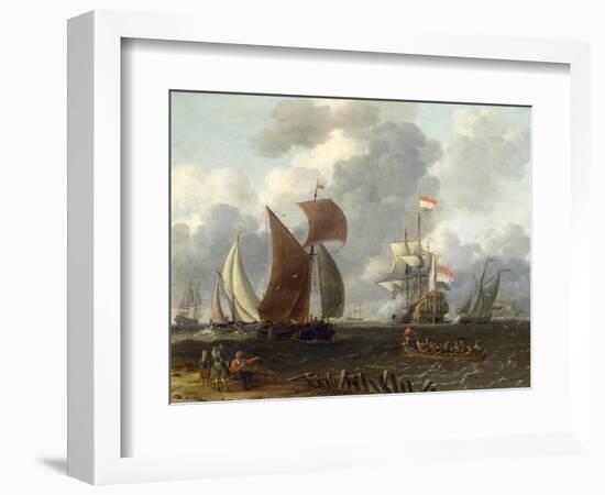 A Battle Offshore, 17th Century-Abraham Storck-Framed Giclee Print