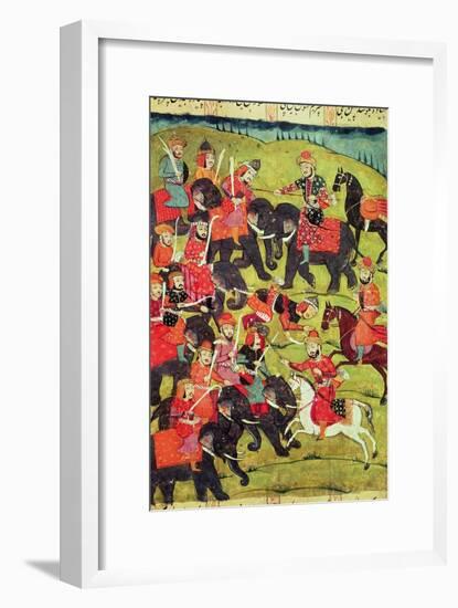 A Battle Scene, from the "Shahnama" (Book of Kings) by Abu"L-Qasim Manur Firdawsi (c. 934-c. 1020)-null-Framed Giclee Print