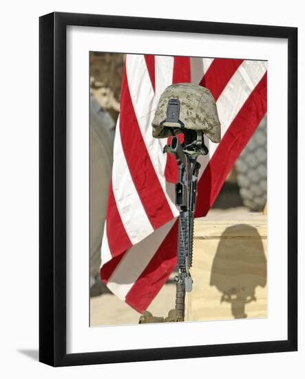 A Battlefield Memorial Cross Rifle Display-Stocktrek Images-Framed Photographic Print