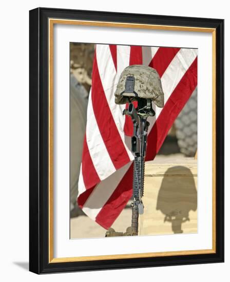 A Battlefield Memorial Cross Rifle Display-Stocktrek Images-Framed Photographic Print