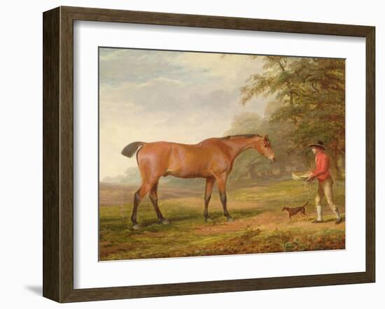 A Bay Horse Approached by a Stable-Lad with Food and a Halter, 1789-George Garrard-Framed Giclee Print