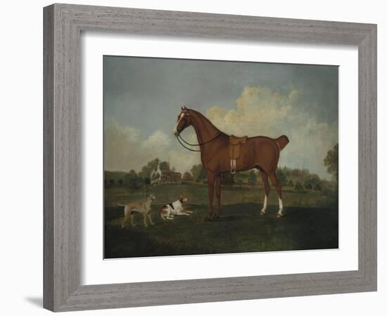 A Bay Hunter and Two Hounds in a Landscape, with a Mansion Beyond, 1779-Henry Thomas Alken-Framed Giclee Print