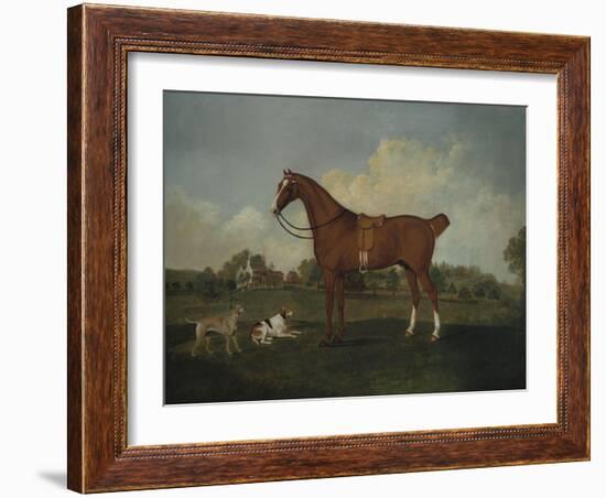 A Bay Hunter and Two Hounds in a Landscape, with a Mansion Beyond, 1779-Henry Thomas Alken-Framed Giclee Print