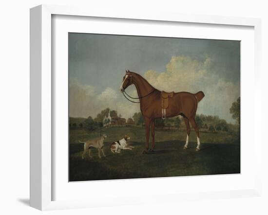 A Bay Hunter and Two Hounds in a Landscape, with a Mansion Beyond, 1779-Henry Thomas Alken-Framed Giclee Print