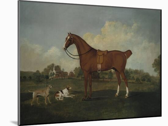 A Bay Hunter and Two Hounds in a Landscape, with a Mansion Beyond, 1779-Henry Thomas Alken-Mounted Giclee Print