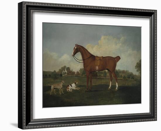 A Bay Hunter and Two Hounds in a Landscape, with a Mansion Beyond, 1779-Henry Thomas Alken-Framed Giclee Print