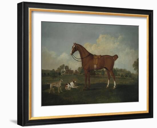 A Bay Hunter and Two Hounds in a Landscape, with a Mansion Beyond, 1779-Henry Thomas Alken-Framed Giclee Print