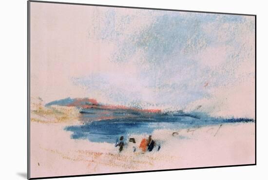 A Bay, with Blue Water and Figures in the Foreground (W/C on Paper)-Hercules Brabazon Brabazon-Mounted Giclee Print