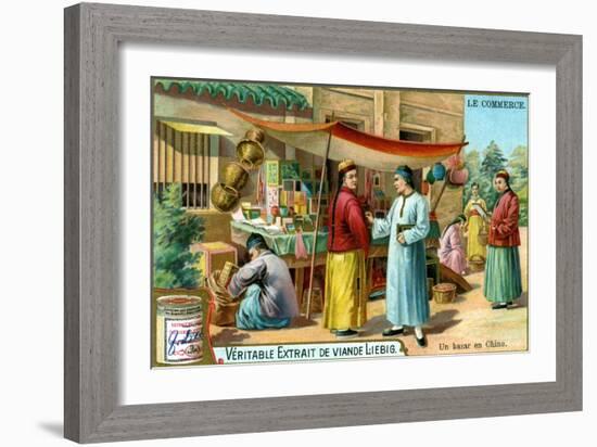 A Bazaar in China, C1900-null-Framed Giclee Print