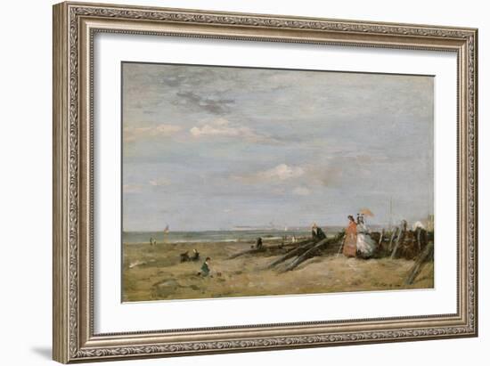 A Beach Scene at Trouville, 1860s-Eugene Louis Boudin-Framed Giclee Print