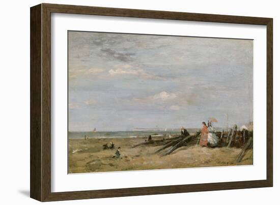 A Beach Scene at Trouville, 1860s-Eugene Louis Boudin-Framed Giclee Print