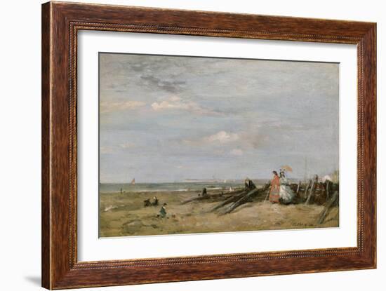 A Beach Scene at Trouville, 1860s-Eugene Louis Boudin-Framed Giclee Print