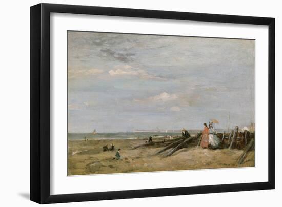 A Beach Scene at Trouville, 1860s-Eugene Louis Boudin-Framed Giclee Print