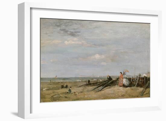 A Beach Scene at Trouville, 1860s-Eugene Louis Boudin-Framed Giclee Print