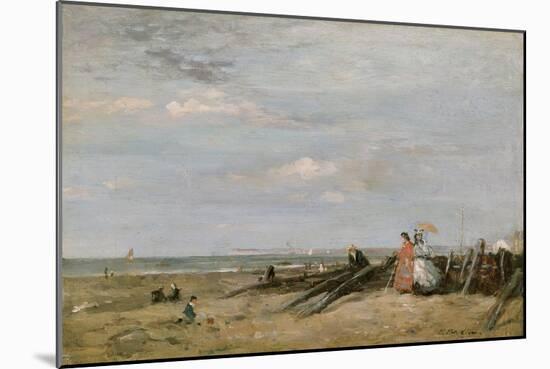 A Beach Scene at Trouville, 1860s-Eugene Louis Boudin-Mounted Giclee Print