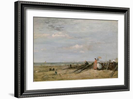 A Beach Scene at Trouville, 1860s-Eugene Louis Boudin-Framed Giclee Print