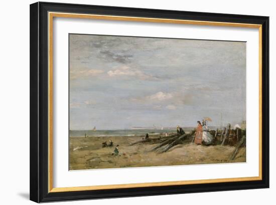 A Beach Scene at Trouville, 1860s-Eugene Louis Boudin-Framed Giclee Print