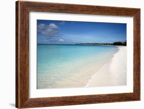 A Beach View at Half Moon Cay, with Golden Sands and Bright Blue Sea-Natalie Tepper-Framed Photo