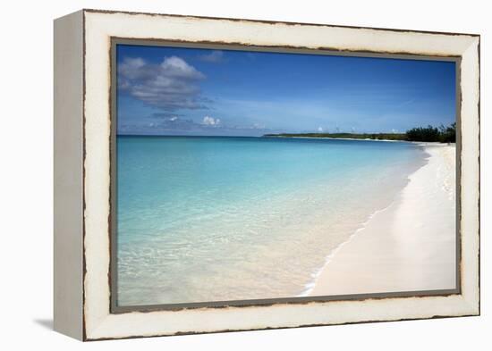 A Beach View at Half Moon Cay, with Golden Sands and Bright Blue Sea-Natalie Tepper-Framed Stretched Canvas