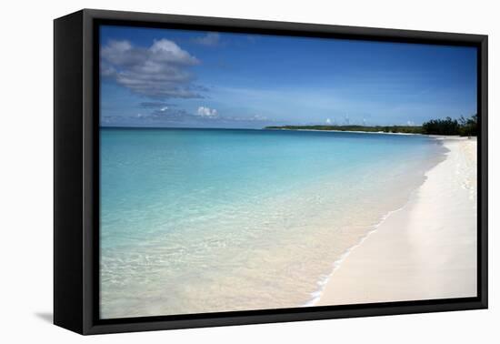 A Beach View at Half Moon Cay, with Golden Sands and Bright Blue Sea-Natalie Tepper-Framed Stretched Canvas