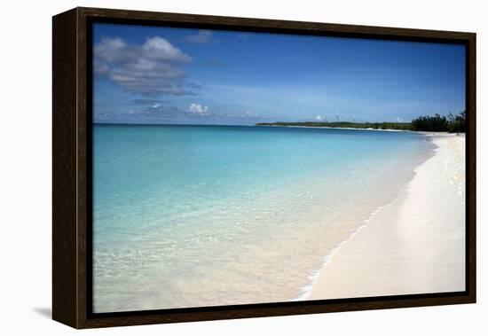 A Beach View at Half Moon Cay, with Golden Sands and Bright Blue Sea-Natalie Tepper-Framed Stretched Canvas