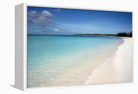 A Beach View at Half Moon Cay, with Golden Sands and Bright Blue Sea-Natalie Tepper-Framed Stretched Canvas